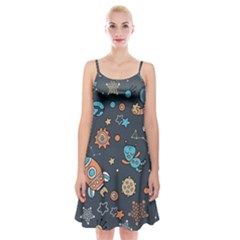 Space Seamless Pattern Art Spaghetti Strap Velvet Dress by Hannah976