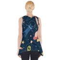 Seamless Pattern With Funny Aliens Cat Galaxy Side Drop Tank Tunic View2