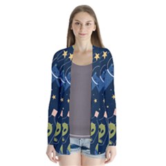 Seamless Pattern With Funny Aliens Cat Galaxy Drape Collar Cardigan by Hannah976