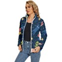 Seamless Pattern With Funny Aliens Cat Galaxy Women s Puffer Bubble Jacket Coat View2