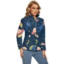 Seamless Pattern With Funny Aliens Cat Galaxy Women s Puffer Bubble Jacket Coat View3