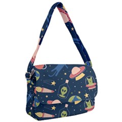 Seamless Pattern With Funny Aliens Cat Galaxy Courier Bag by Hannah976