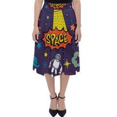 Vector Flat Space Design Background Classic Midi Skirt by Hannah976