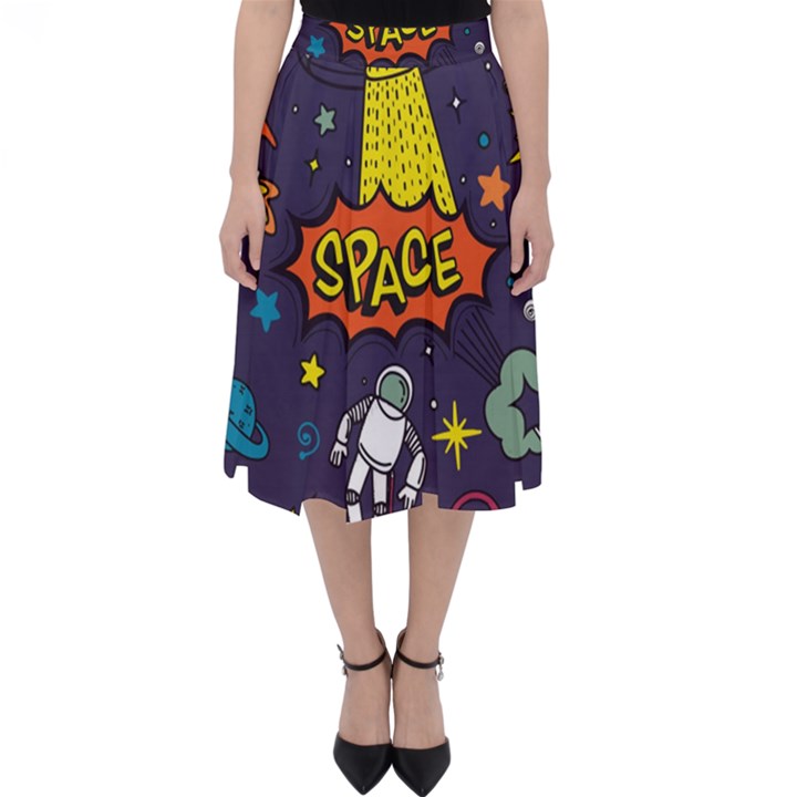 Vector Flat Space Design Background Classic Midi Skirt