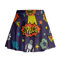 Vector Flat Space Design Background Mini Flare Skirt by Hannah976