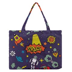 Vector Flat Space Design Background Zipper Medium Tote Bag by Hannah976