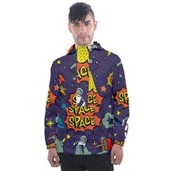 Vector Flat Space Design Background Men s Front Pocket Pullover Windbreaker by Hannah976