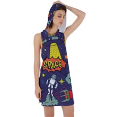 Vector Flat Space Design Background Racer Back Hoodie Dress by Hannah976