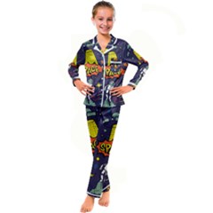 Vector Flat Space Design Background Kids  Satin Long Sleeve Pajamas Set by Hannah976