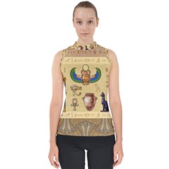 Egypt Horizontal Illustration Mock Neck Shell Top by Hannah976