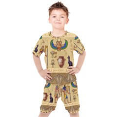 Egypt Horizontal Illustration Kids  T-shirt And Shorts Set by Hannah976