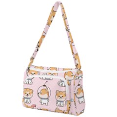 Set Kawaii Smile Japanese Dog Akita Inu Cartoon Front Pocket Crossbody Bag by Hannah976