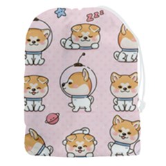 Set Kawaii Smile Japanese Dog Akita Inu Cartoon Drawstring Pouch (3xl) by Hannah976