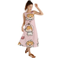 Set Kawaii Smile Japanese Dog Akita Inu Cartoon Summer Maxi Dress by Hannah976