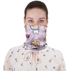 Set Kawaii Smile Japanese Dog Akita Inu Cartoon Face Covering Bandana (adult) by Hannah976