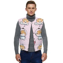 Set Kawaii Smile Japanese Dog Akita Inu Cartoon Men s Button Up Puffer Vest	 by Hannah976