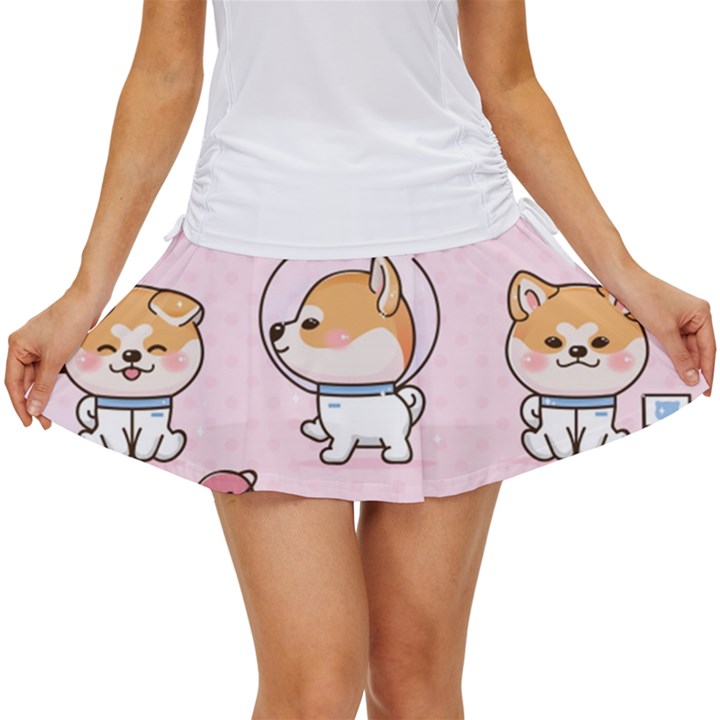 Set Kawaii Smile Japanese Dog Akita Inu Cartoon Women s Skort