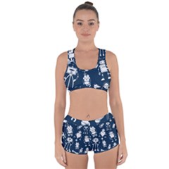 White Robot Blue Seamless Pattern Racerback Boyleg Bikini Set by Hannah976