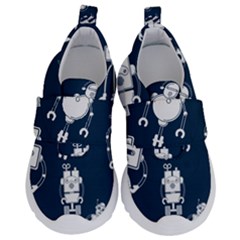 White Robot Blue Seamless Pattern Kids  Velcro No Lace Shoes by Hannah976