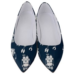 White Robot Blue Seamless Pattern Women s Low Heels by Hannah976