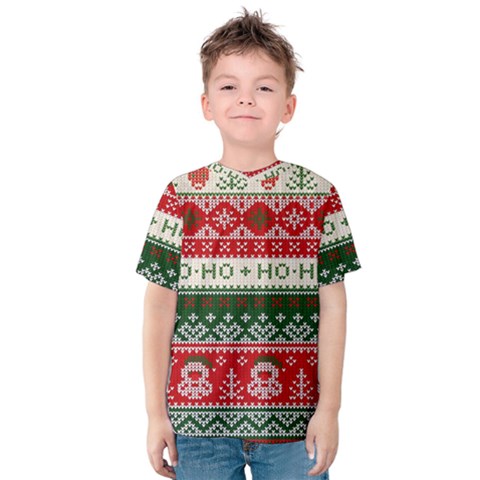 Ugly Sweater Merry Christmas  Kids  Cotton T-shirt by artworkshop