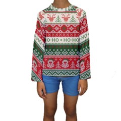 Ugly Sweater Merry Christmas  Kids  Long Sleeve Swimwear by artworkshop