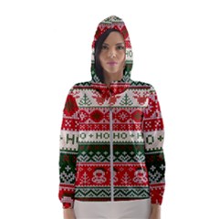 Ugly Sweater Merry Christmas  Women s Hooded Windbreaker by artworkshop