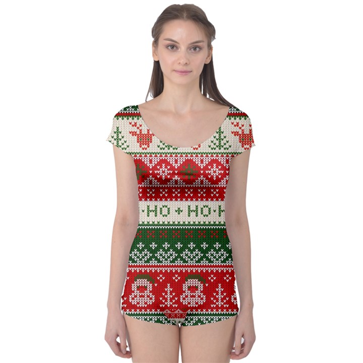 Ugly Sweater Merry Christmas  Boyleg Leotard 