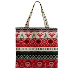 Ugly Sweater Merry Christmas  Zipper Grocery Tote Bag