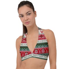 Ugly Sweater Merry Christmas  Halter Plunge Bikini Top by artworkshop