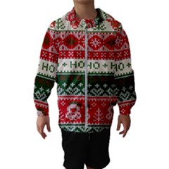 Ugly Sweater Merry Christmas  Kids  Hooded Windbreaker by artworkshop