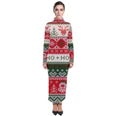 Ugly Sweater Merry Christmas  Turtleneck Maxi Dress by artworkshop