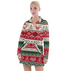 Ugly Sweater Merry Christmas  Women s Long Sleeve Casual Dress by artworkshop