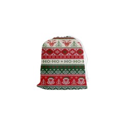 Ugly Sweater Merry Christmas  Drawstring Pouch (xs) by artworkshop