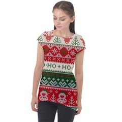 Ugly Sweater Merry Christmas  Cap Sleeve High Low Top by artworkshop