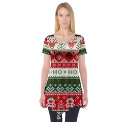 Ugly Sweater Merry Christmas  Short Sleeve Tunic  by artworkshop