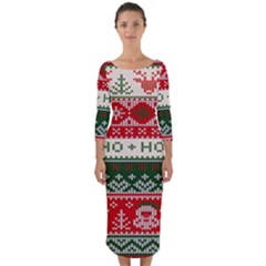 Ugly Sweater Merry Christmas  Quarter Sleeve Midi Bodycon Dress by artworkshop