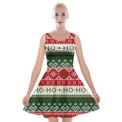 Ugly Sweater Merry Christmas  Velvet Skater Dress by artworkshop