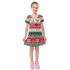 Ugly Sweater Merry Christmas  Kids  Short Sleeve Velvet Dress by artworkshop