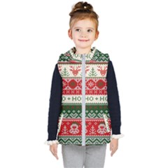 Ugly Sweater Merry Christmas  Kids  Hooded Puffer Vest by artworkshop