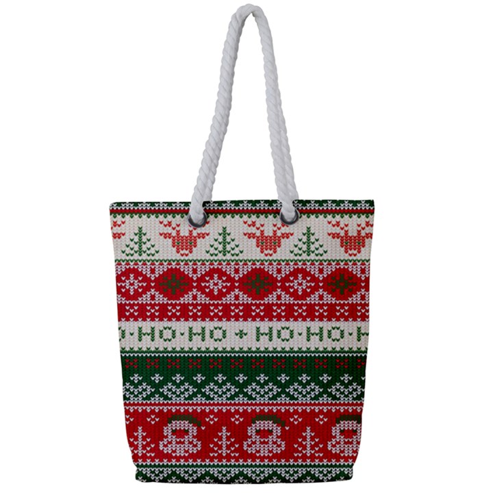 Ugly Sweater Merry Christmas  Full Print Rope Handle Tote (Small)