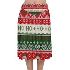 Ugly Sweater Merry Christmas  Velvet Flared Midi Skirt by artworkshop