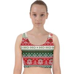 Ugly Sweater Merry Christmas  Velvet Racer Back Crop Top by artworkshop