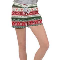 Ugly Sweater Merry Christmas  Women s Velour Lounge Shorts by artworkshop