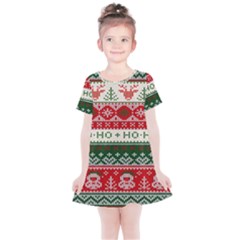 Ugly Sweater Merry Christmas  Kids  Simple Cotton Dress by artworkshop