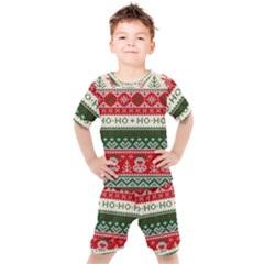 Ugly Sweater Merry Christmas  Kids  T-shirt And Shorts Set by artworkshop