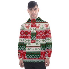 Ugly Sweater Merry Christmas  Men s Front Pocket Pullover Windbreaker by artworkshop