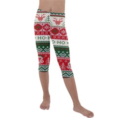 Ugly Sweater Merry Christmas  Kids  Lightweight Velour Capri Leggings  by artworkshop