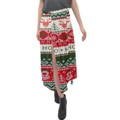 Ugly Sweater Merry Christmas  Velour Split Maxi Skirt by artworkshop