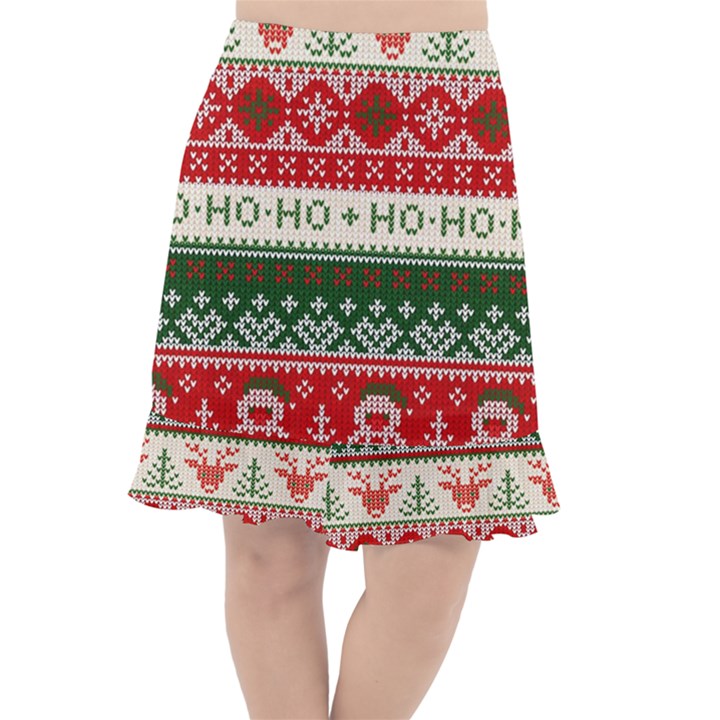 Ugly Sweater Merry Christmas  Fishtail Chiffon Skirt